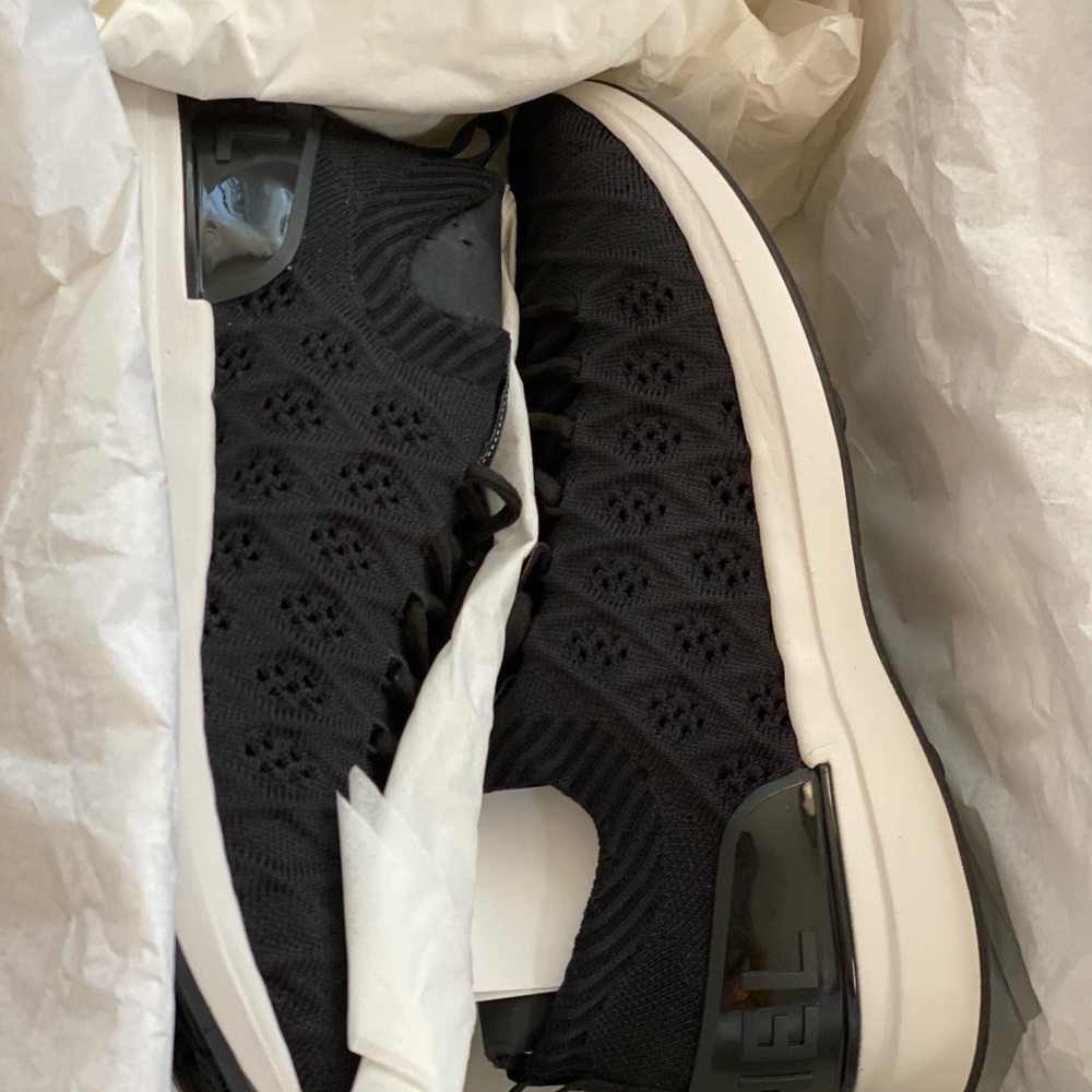 Chanel black knit sneakers